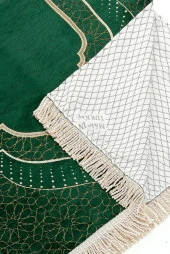 Mihrap Desenli Astarlı Şönil Seccade - Yeşil thumbnail 3