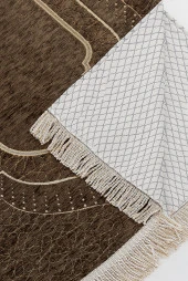 Mihrap Desenli Astarlı Şönil Seccade - Kahverengi thumbnail 3