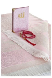 Çeyizlik Seccade Seti Lüks İbadet Seti - Pembe Renk thumbnail 3