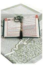 Çeyizlik Seccade Seti Lüks İbadet Seti - Yeşil Renk thumbnail 4