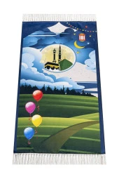 Dijital Baskılı Çocuk Seccadesi - Balonlu Kabeli - 44 X 78 cm - 1