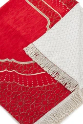 Mihrap Desenli Astarlı Şönil Seccade - Kırmızı thumbnail 3