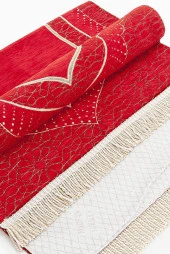 Mihrap Desenli Astarlı Şönil Seccade - Kırmızı thumbnail 4