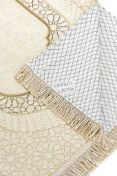 Mihrap Desenli Astarlı Şönil Seccade - Krem thumbnail 2