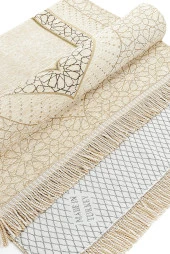 Mihrap Desenli Astarlı Şönil Seccade - Krem thumbnail 3