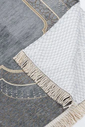 Mihrap Desenli Astarlı Şönil Seccade - Gri thumbnail 3