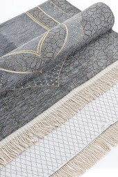 Mihrap Desenli Astarlı Şönil Seccade - Gri thumbnail 4