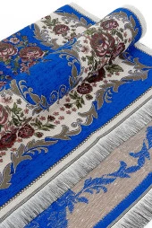 Lüks Gülce Şönil Seccade Mavi thumbnail 4