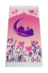 Dijital Baskılı Çocuk Seccadesi - Pembe Camili - 44 X 78 cm thumbnail 1