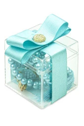 5 Adet Hediyelik Dekoratif Mika Kutulu 99 lu İnci Tesbih - Turkuaz - 1