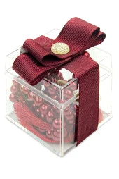 5 Adet Hediyelik Dekoratif Mika Kutulu 99 lu İnci Tesbih -Kırmızı - 1