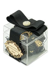 5 Adet Hediyelik İsme Özel Dekoratif Mika Kutulu 99 lu İnci Tesbih - Siyah - 1