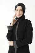 Siyah Balıksırtı Taşlı Nakışlı Anne Ferace 9378-22 - 4