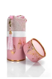 Seccadeli ve İnci Tesbihli Özel Silindir Kutulu Set Pembe thumbnail 1