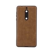 Nokia 5 360 Derece Slim Premium Deri Görünümlü Silikon Kılıf Taba - 1