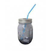 ZKTBT0163KM PİPETLİ CAM KUPA BARDAK,MAVİ 8X8X10CM 420ML - 2