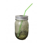 ZKTBT0163KY PİPETLİ CAM KUPA BARDAK,ACIK YEŞİL 8X8X10CM 420ML - 2