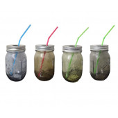 ZKTBD-4B PİPETLİ CAM KUPA BARDAK PASTEL RENKLI 4 LU SET 8X8X10CM 420ML - 1