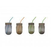 ZKTBD-4B PİPETLİ CAM KUPA BARDAK PASTEL RENKLI 4 LU SET 8X8X10CM 420ML - 2