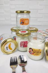 Digithome 6'lı Mama - Yoğurt Kavanozu Değerler Meslekler ve Meyveler Etiketli 210 Ml Gold SH-0010 C320.016 - 1