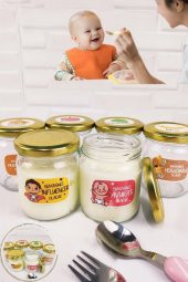 Digithome 6'lı Mama - Yoğurt Kavanozu Değerler Meslekler ve Meyveler Etiketli 210 Ml Gold SH-0010 C320.016 - 2