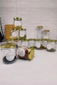 Digithome 12'li Baharatlık Seti ve 35 Adet Baharat Etiketli Kavanoz Seti 210 Ml Gold Kapaklı - SH-006 C320.016 thumbnail 4