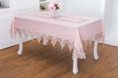 Finezza Elena Lüx Dantelli Simli Keten Kumaş Pudra Masa Örtüsü  160x220 cm-1459 - 1