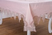 Finezza Elena Lüx Dantelli Simli Keten Kumaş Pudra Masa Örtüsü  160x220 cm-1459 - 3