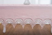 Finezza Elena Lüx Dantelli Simli Keten Kumaş Pudra Masa Örtüsü  160x220 cm-1459 - 4