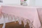 Finezza Elena Lüx Dantelli Simli Keten Kumaş Pudra Masa Örtüsü  160x220 cm-1459 - 5