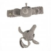 Cuddly Amigurumi Fil Çıngıraklı Bileklik -Gri - 1