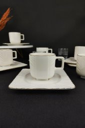 Digithome One Gold Line Porselen 6’lı Kahve Fincan Takımı Yaldızlı – SQFES-90 - 2