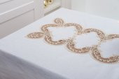 Finezza Elena Lüx Dantelli Simli Keten Kumaş Krem Masa Örtüsü  160x220 cm-1460 thumbnail 5
