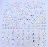 Beyaz İnci, Yıldız, Kalpli Model 159 Adet Işıltılı Yüz Ve Vücut Taşı Sticker - 1