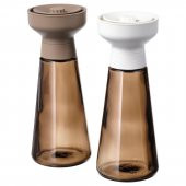 2 Adet Baharat Öğütücü, MeridyenDukkan Cam-Kahverengi Amber Renk 19 cm, 2 Parça Baharat Değirmeni Modern - 1