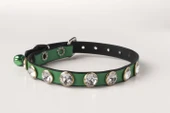 Privilege Swarovski Taşlı Kedi Tasması Yeşil - 1