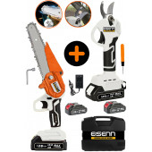 Eisenn Alman 128 V 10 Ah 2 Li Set Çift Akülü Bağ Budama Makası +Çelik Şanzuman 17 CM Şarjlı Dal Ağaç Kesme - 1