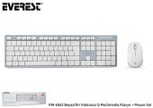 Everest KM-6063 Beyaz-Gri Kablosuz Q Multimedia Klavye + Mouse Set - 1