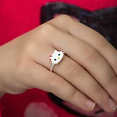 Gümüş Kedi Çocuk Kız Yüzük - 5