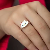 Gümüş Kedi Çocuk Kız Yüzük - 6