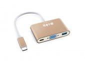 S-link SL-USB-C66 Type-C to VGA+usb3.0+pd Kablo - 1