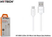 Hytech HY-X88 0.25m 2A Micro Usb Beyaz Şarj Kablos - 1