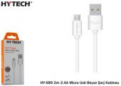 Hytech HY-X89 2m 2.4A Micro Usb Beyaz Şarj Kablosu - 1