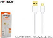 Hytech Portta HY-X200 1M 3A Micro Usb Gold Uçlu Beyaz Şarj Kablosu - 1