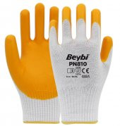 Beybi Nitril Poly Pn810 Beyaz-Sarı 12li Eldiven - 1
