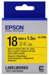 Epson LK-5YB2 Mıknatıslı Siyah Üzeri Sarı 18MM 1,5Metre Etiket - 1