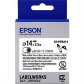 Epson LK-6WBA14 Isıyla Daralan Siyah Üzeri Beyaz 14MM 2,5Metre Etiket - 1