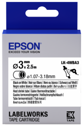 Epson LK-4WBA3 Isıyla Daralan Siyah Üzeri Beyaz 3MM 2,5Metre Etiket - 1