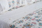 Finezza Gülfem Çiçek Baskılı Turkuaz Çift Kişilik Yatak Örtüsü 6 Parça-1462 - 6
