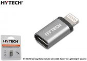 Hytech HY-XO25 Gümüş Metal Gövde MicroUSB 5pin F to Lightning M Çevirici - 1